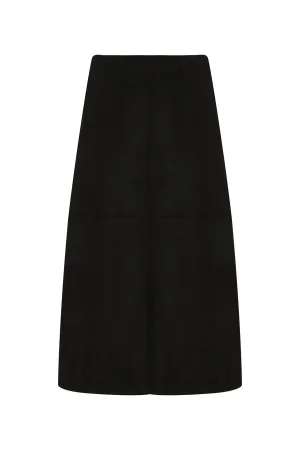 4 panel unlined Suede Look Skirt | BLACK | 4063ZR