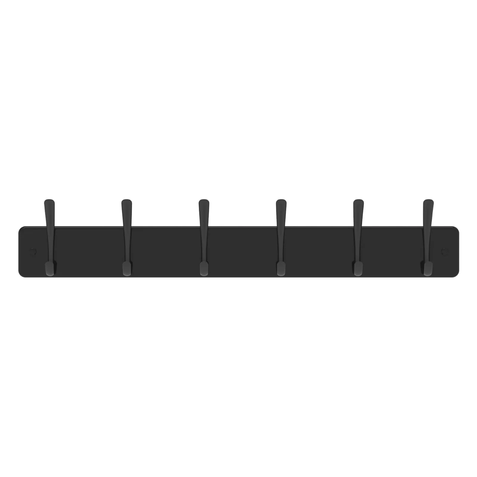 6 Black Hooks on Black Board Hat & Coat Rack