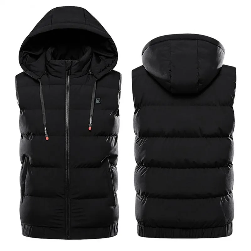 9 Areas Hooded Heated Vest Outdoor Thicken USB Self Heating Vest Thermal Chaleco Heated Body Warmer Men's Thermal Vest Jackets