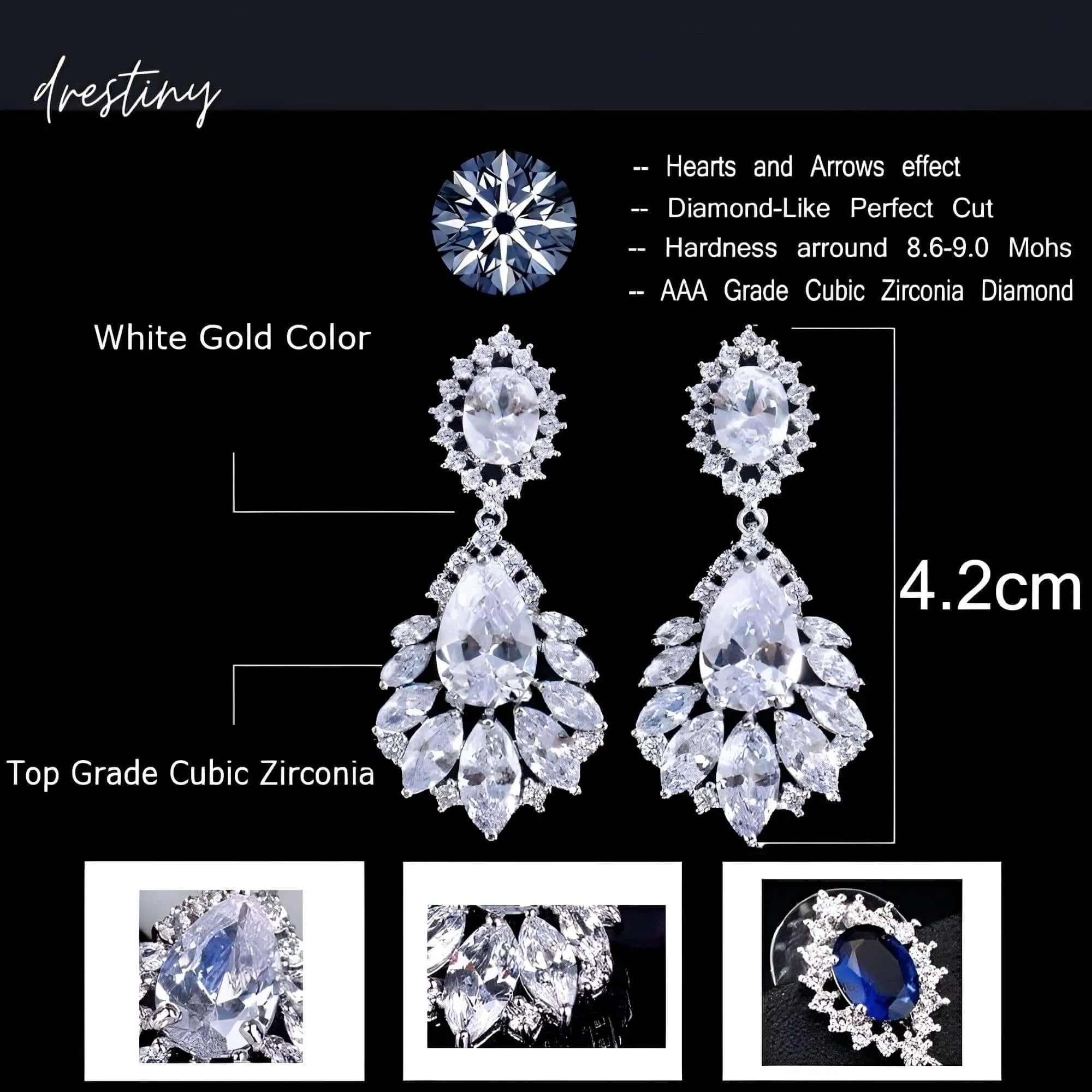 AAA  CZ Elegant Chandelier Drop Earrings