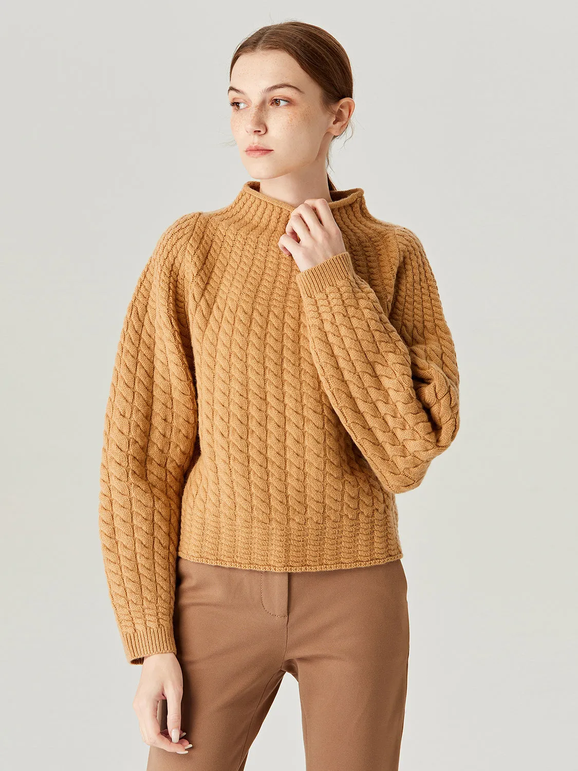 Adoring Heart Tangerine Knit Turtleneck Wool Sweater