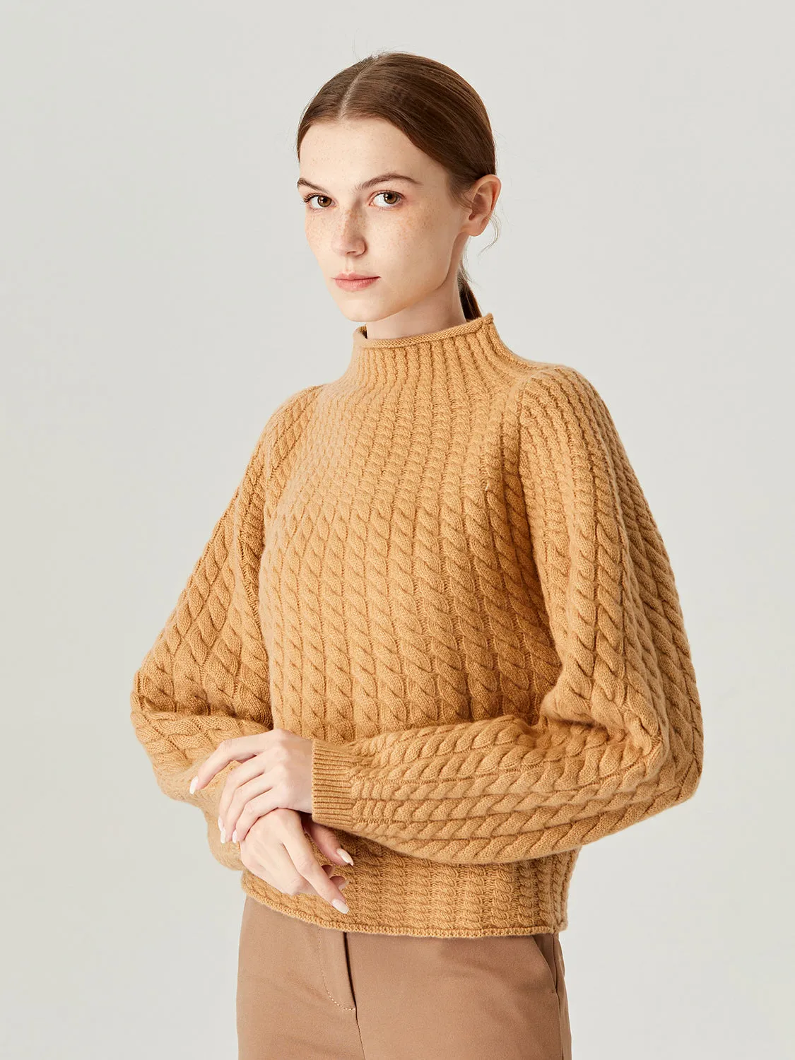 Adoring Heart Tangerine Knit Turtleneck Wool Sweater