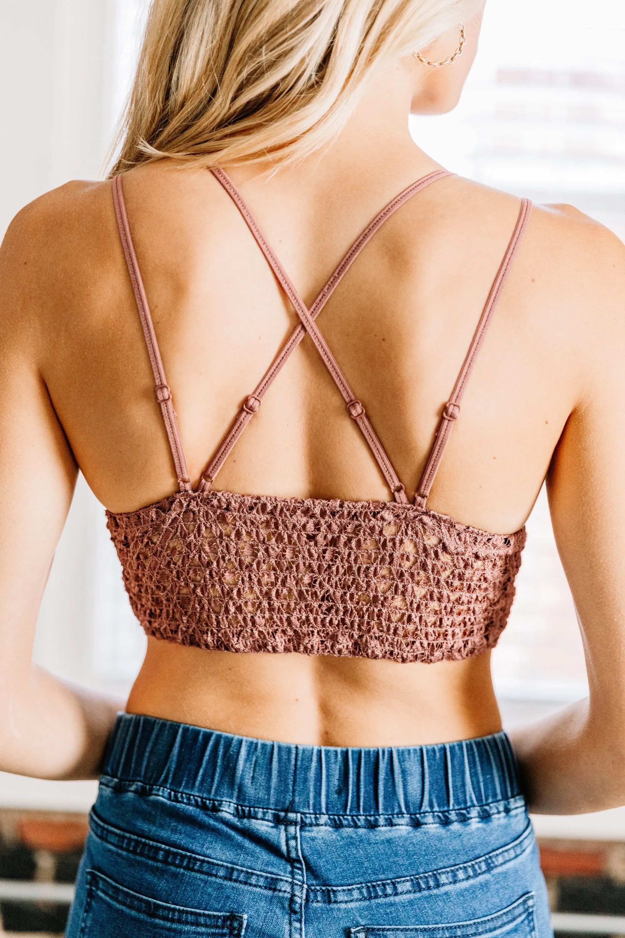 All Up To You Mauve Pink Lace Bralette