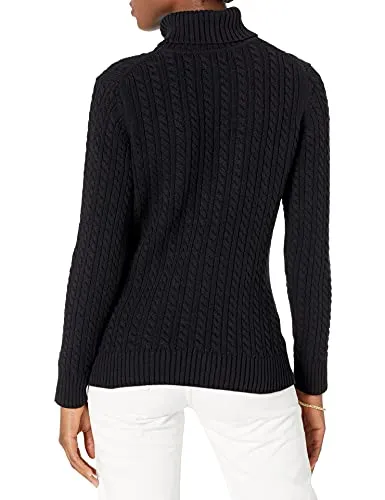 Amazon Essentials Women's Fisherman Cable Turtleneck Sweater (Available in Plus Size), Red, Small