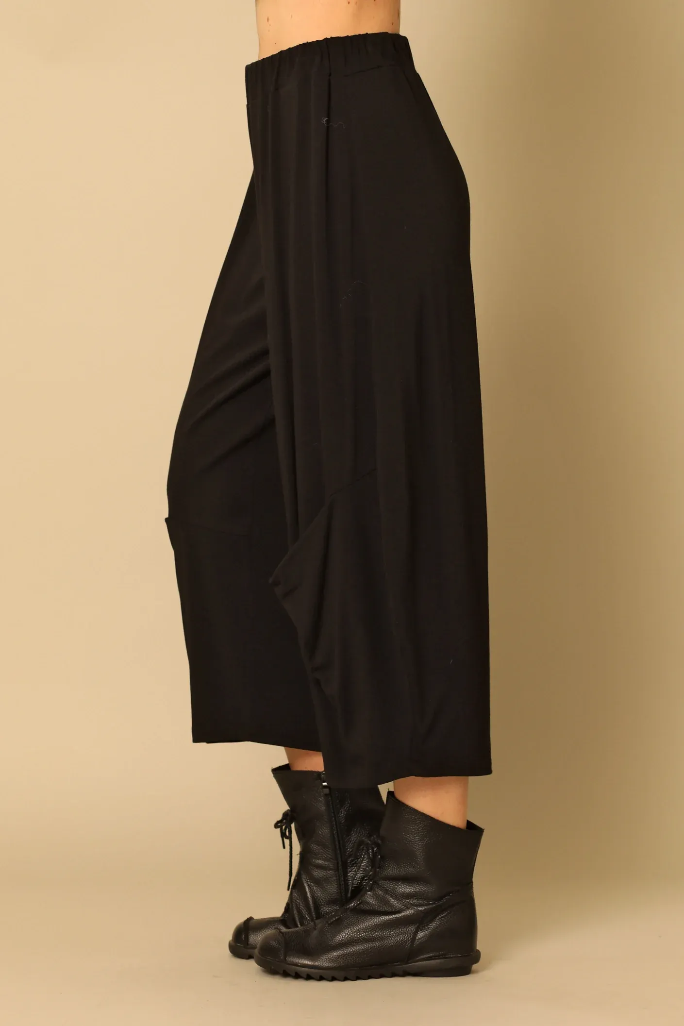 Black Modal Flowy Lucille Crop Pant