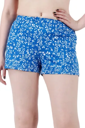 Blue Leaves Printed Shorts