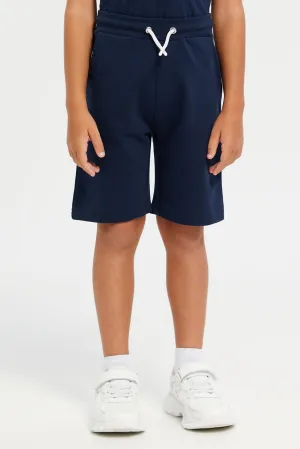 Boys Navy And Blue Active Shorts Set (2 Piece)