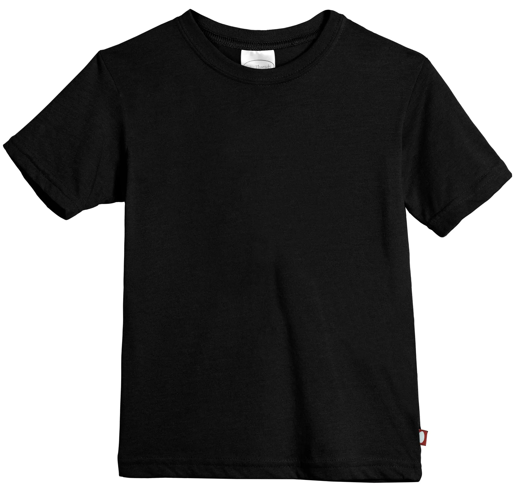 Boys Soft Cotton Jersey Short Sleeve Crew Tee | Black