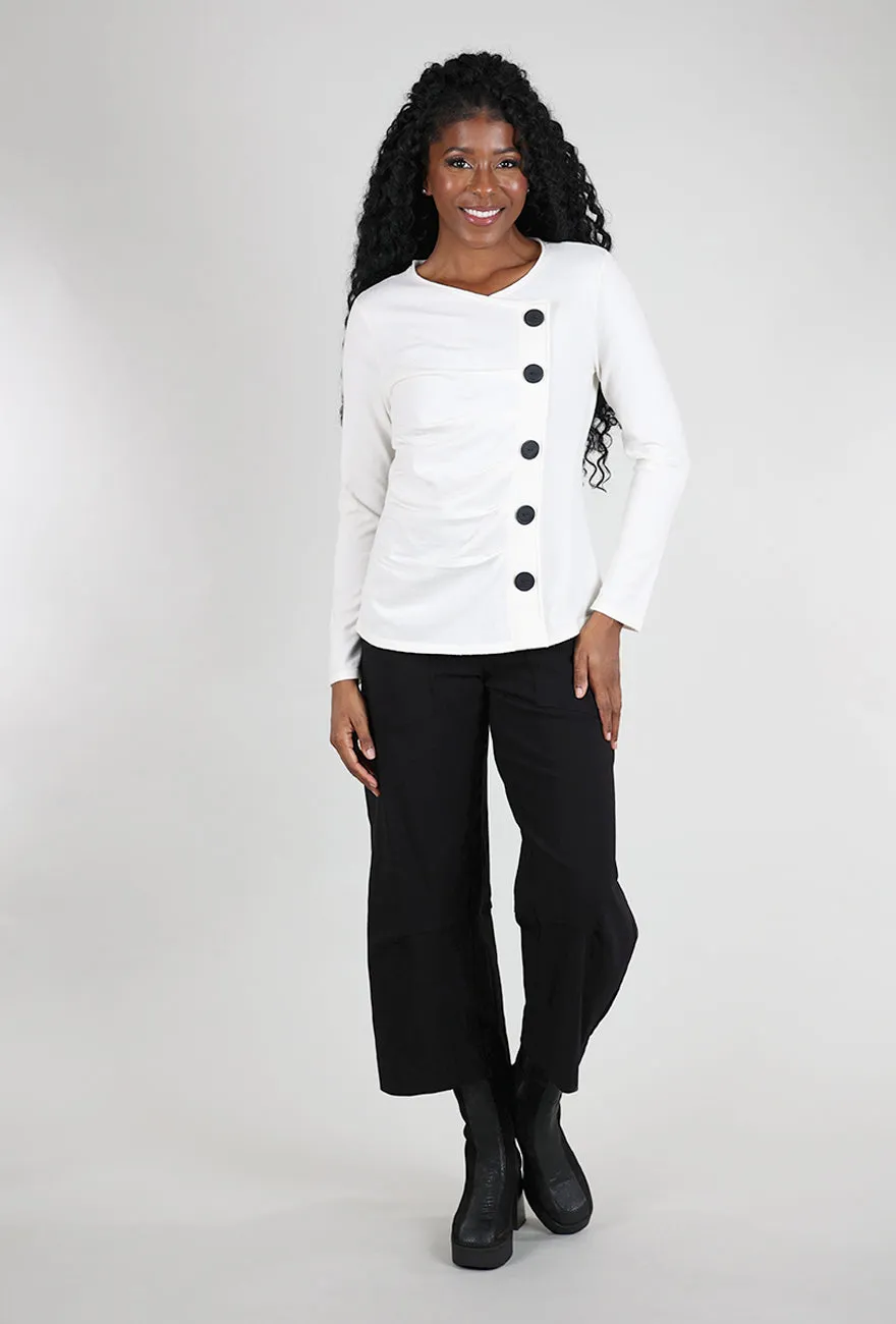 Buttery Knit Ruched Pullover, Winter White