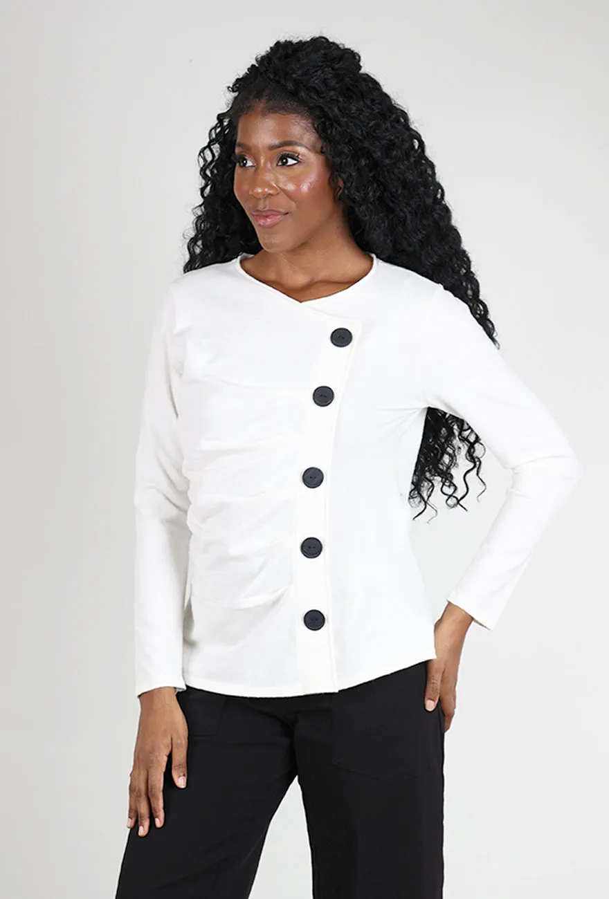 Buttery Knit Ruched Pullover, Winter White