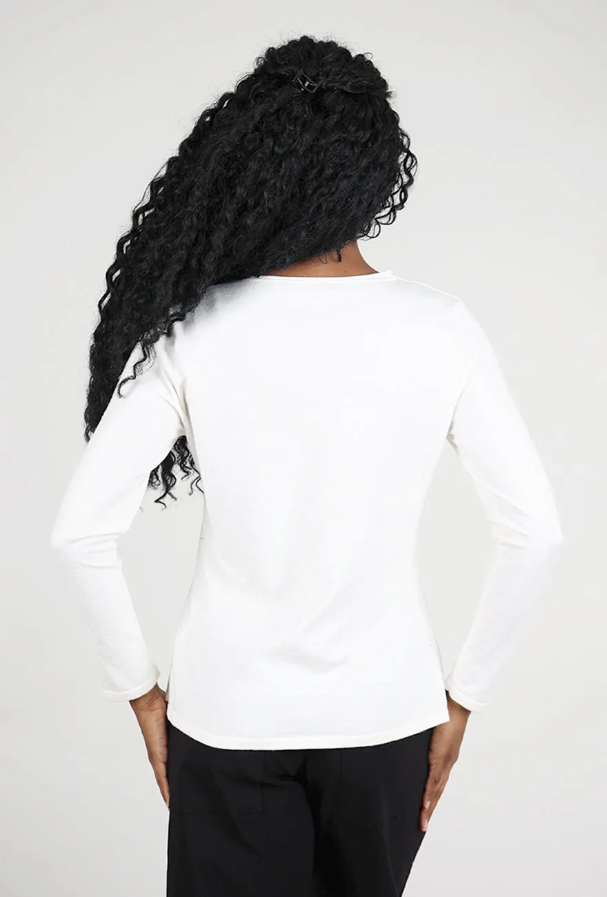 Buttery Knit Ruched Pullover, Winter White