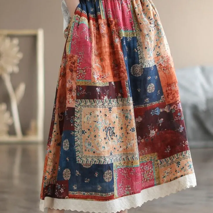 Colorful Ramie Maxi Skirt