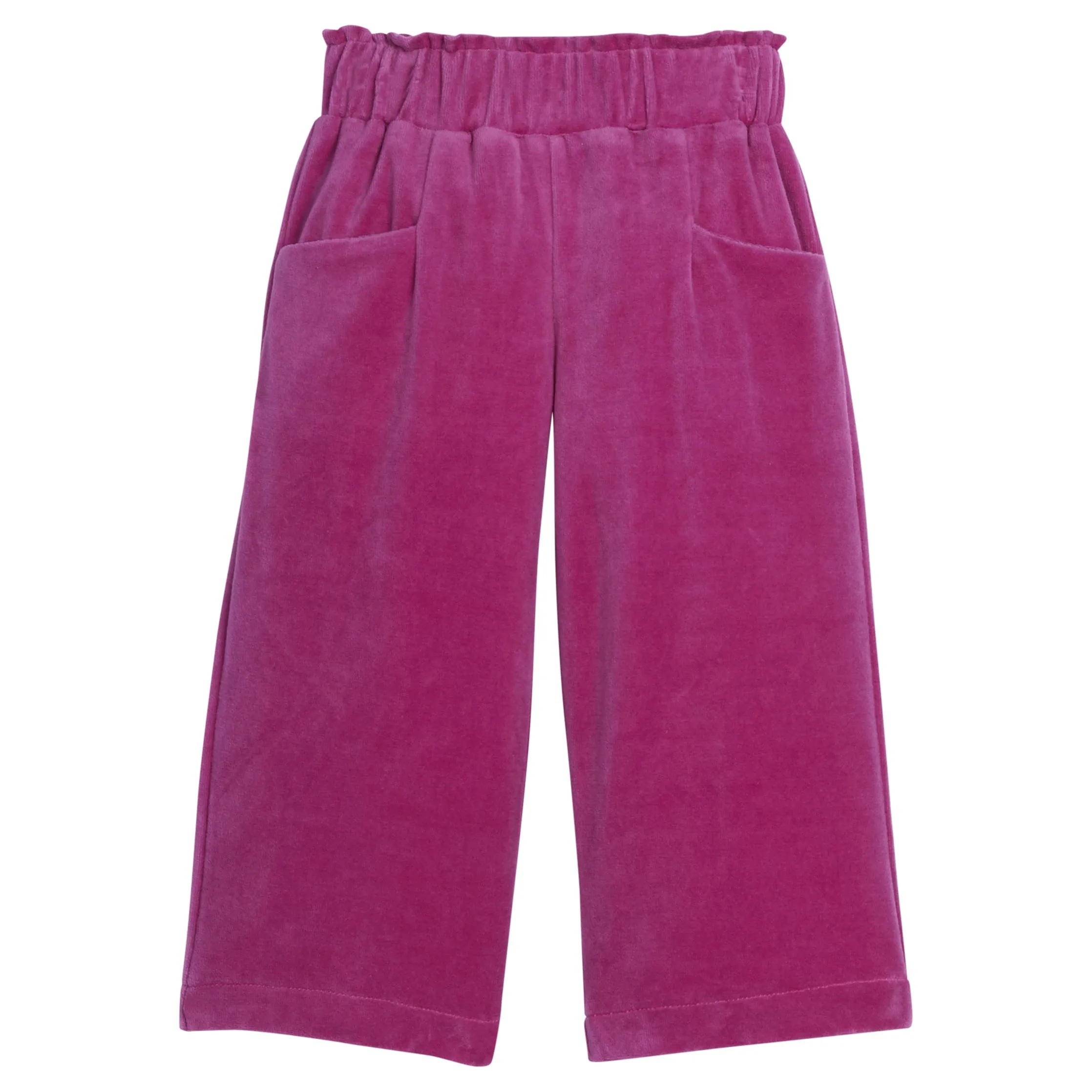 Cropped Palazzo Pants - Magenta Velour