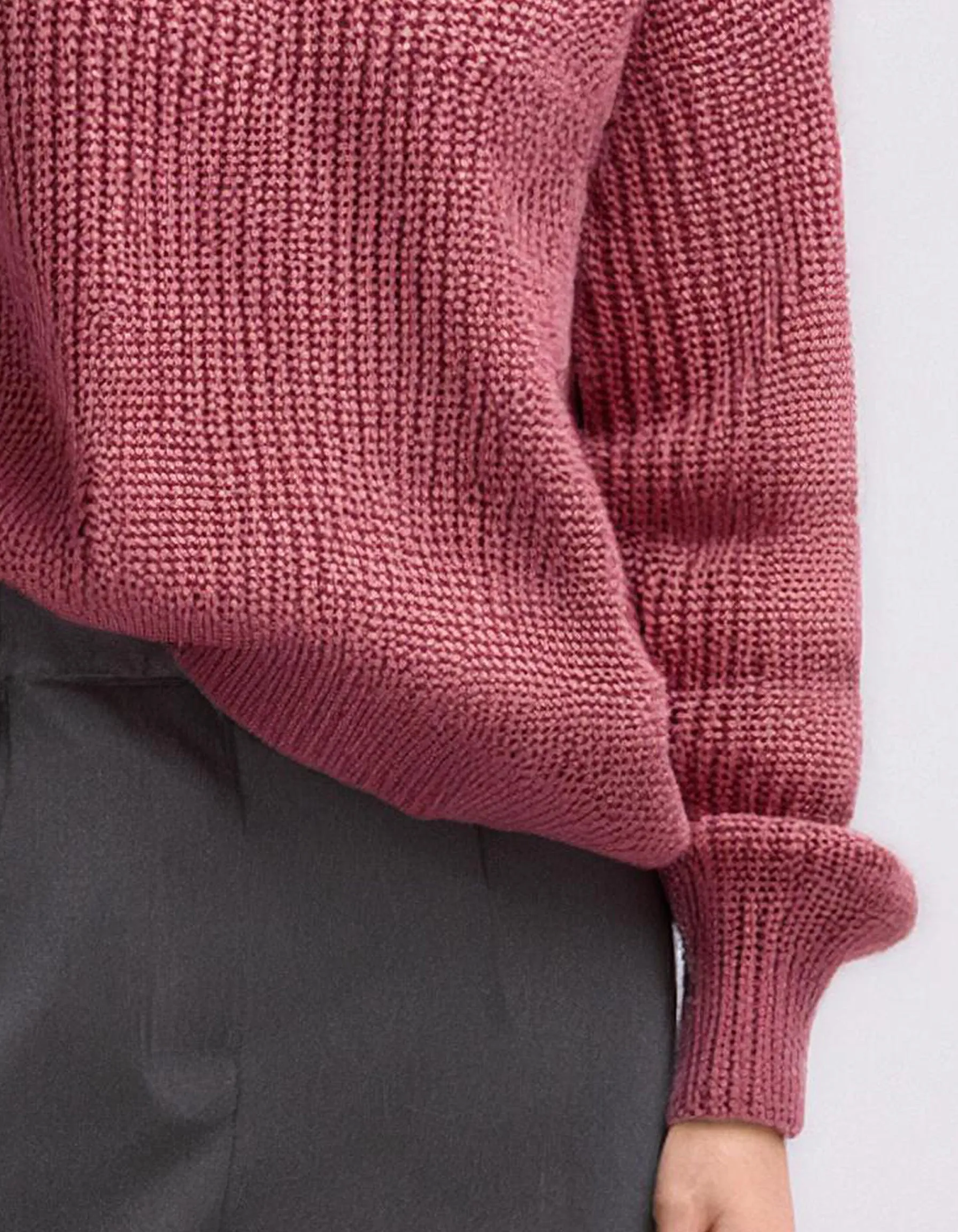 Dark Red Cable Knit Pullover