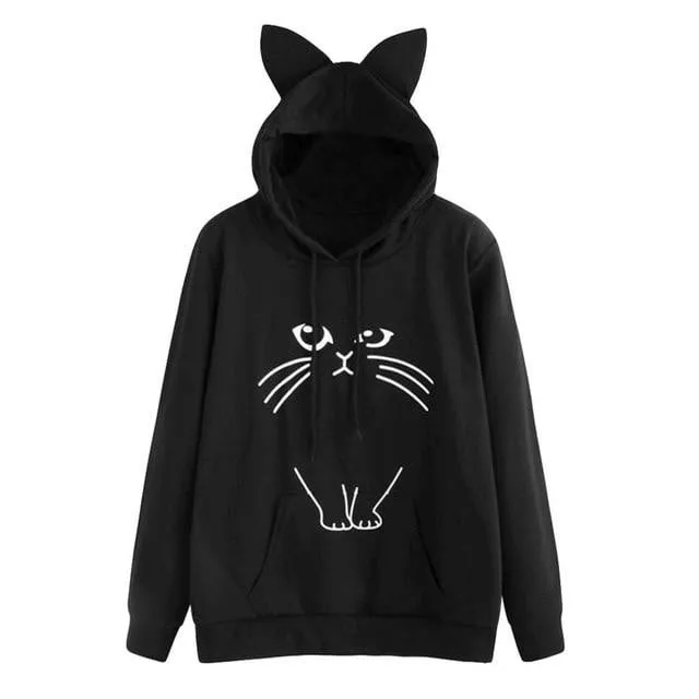 Ear Cat Pattern Women Hoodies