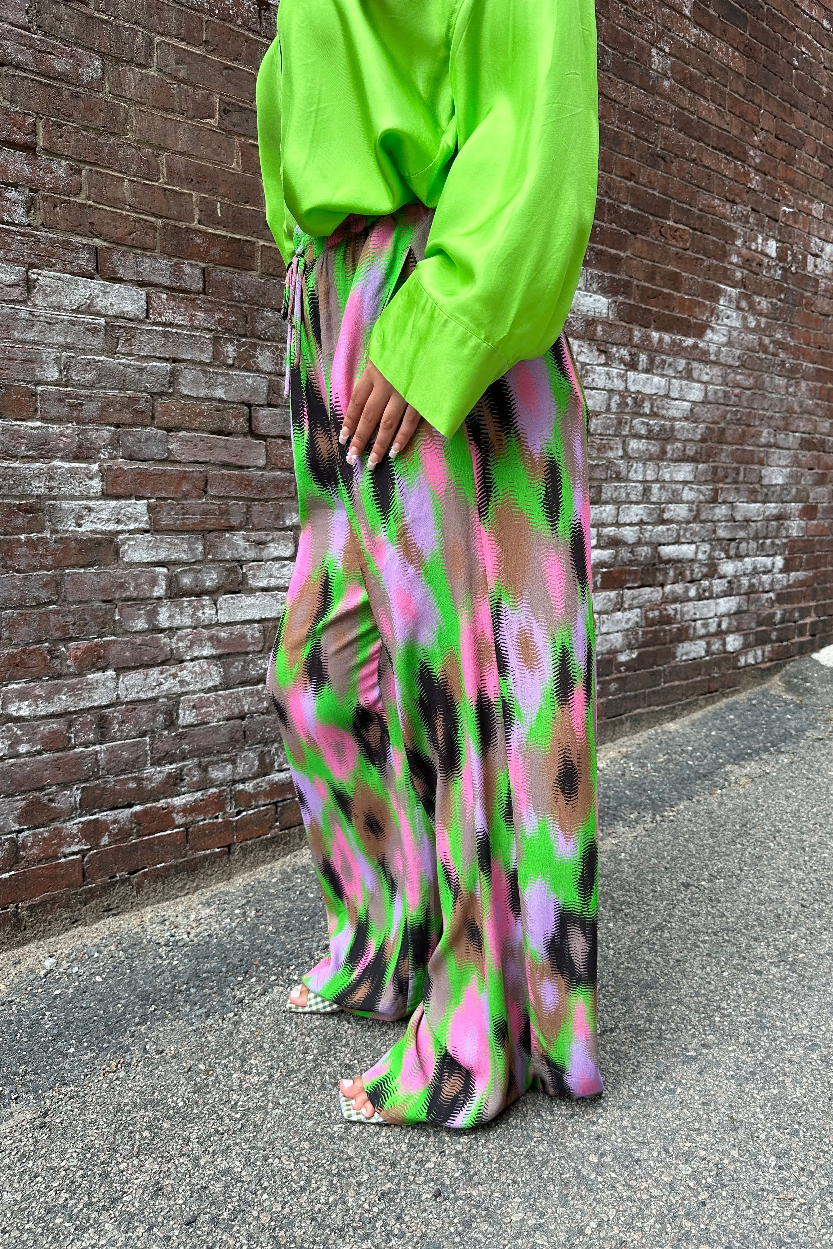 Essentiel Antwerp - Extrovert Wide Track Pants: Green Key