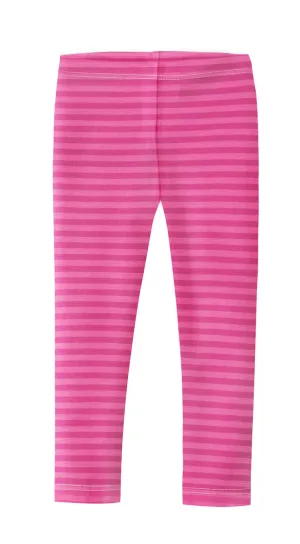 Girls Soft Stripe Leggings  | Hot Pink