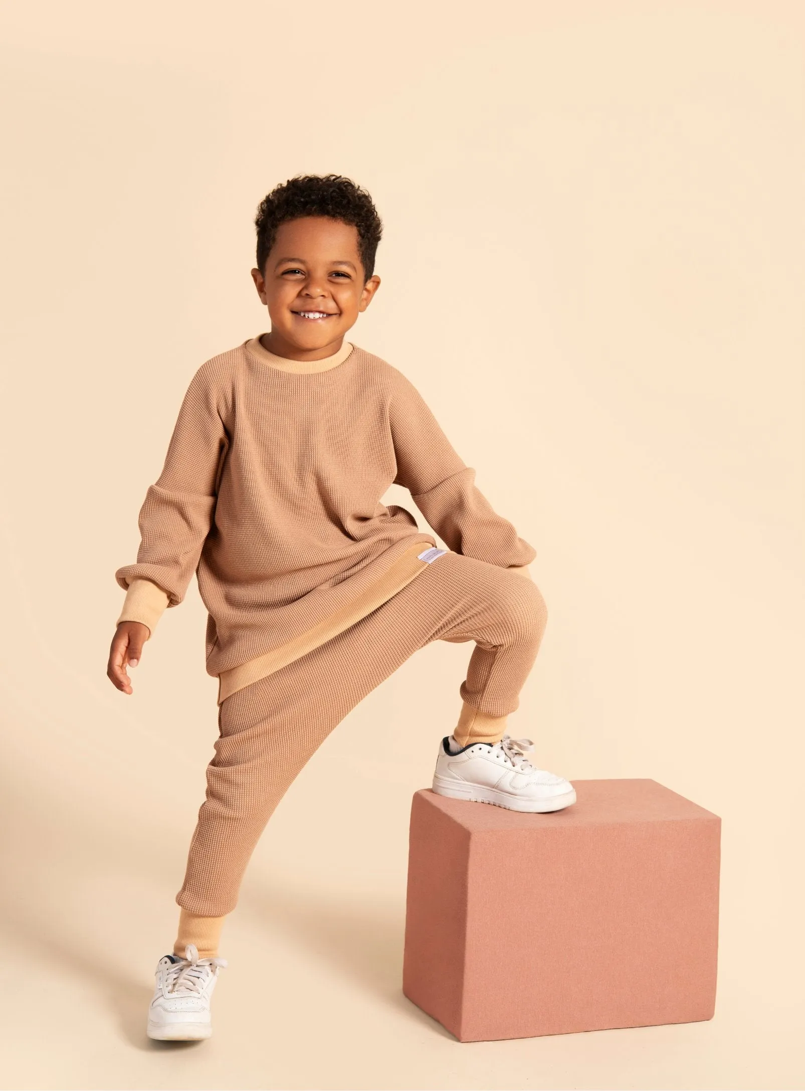 Grow With Me Waffle Sweater | Caramel