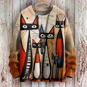 Ivyshape | Casual Sweater with Cat Print