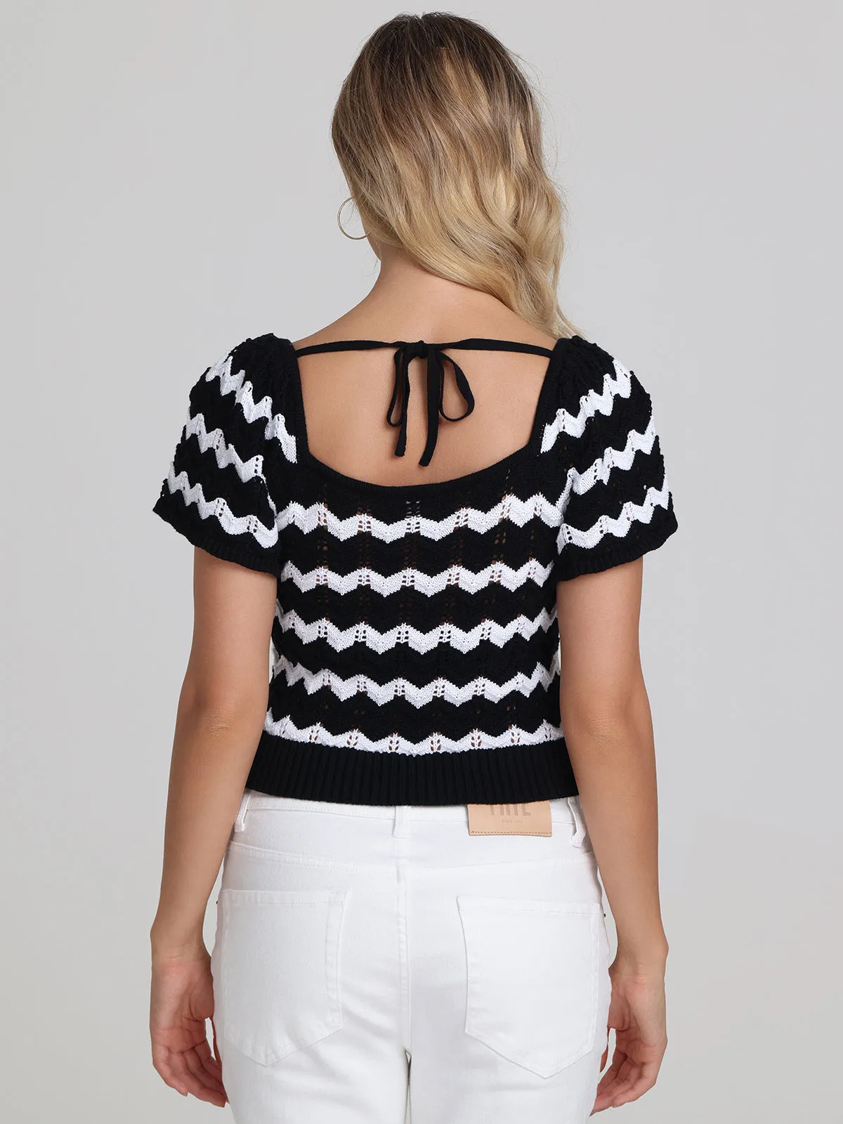 Kalli: 100% Cotton Chevron Flutter Sleeve Top