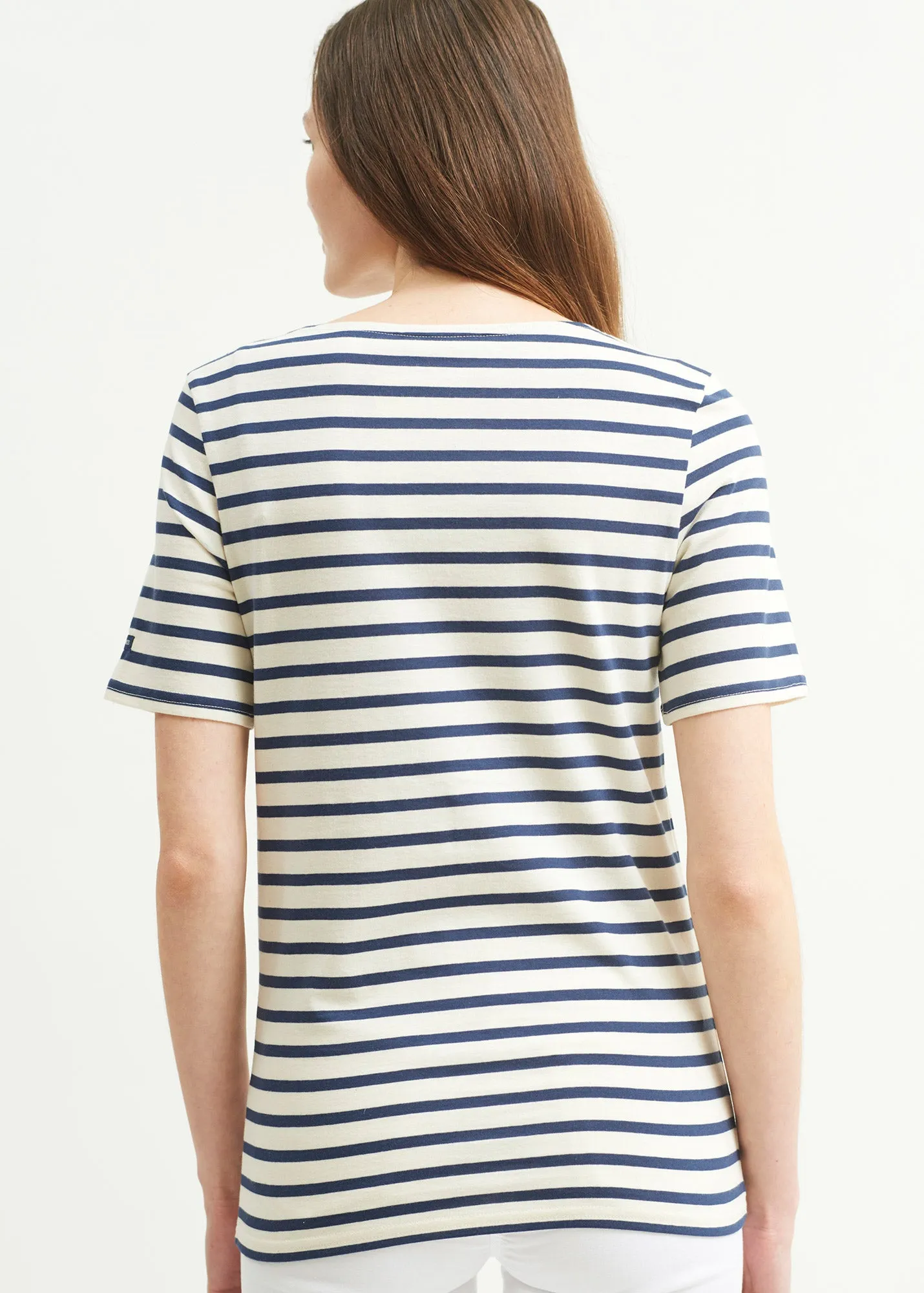 LEVANT MODERN - Breton Stripe Short Sleeve Shirt | Soft Cotton | Unisex Fit (ECRU / NAVY)