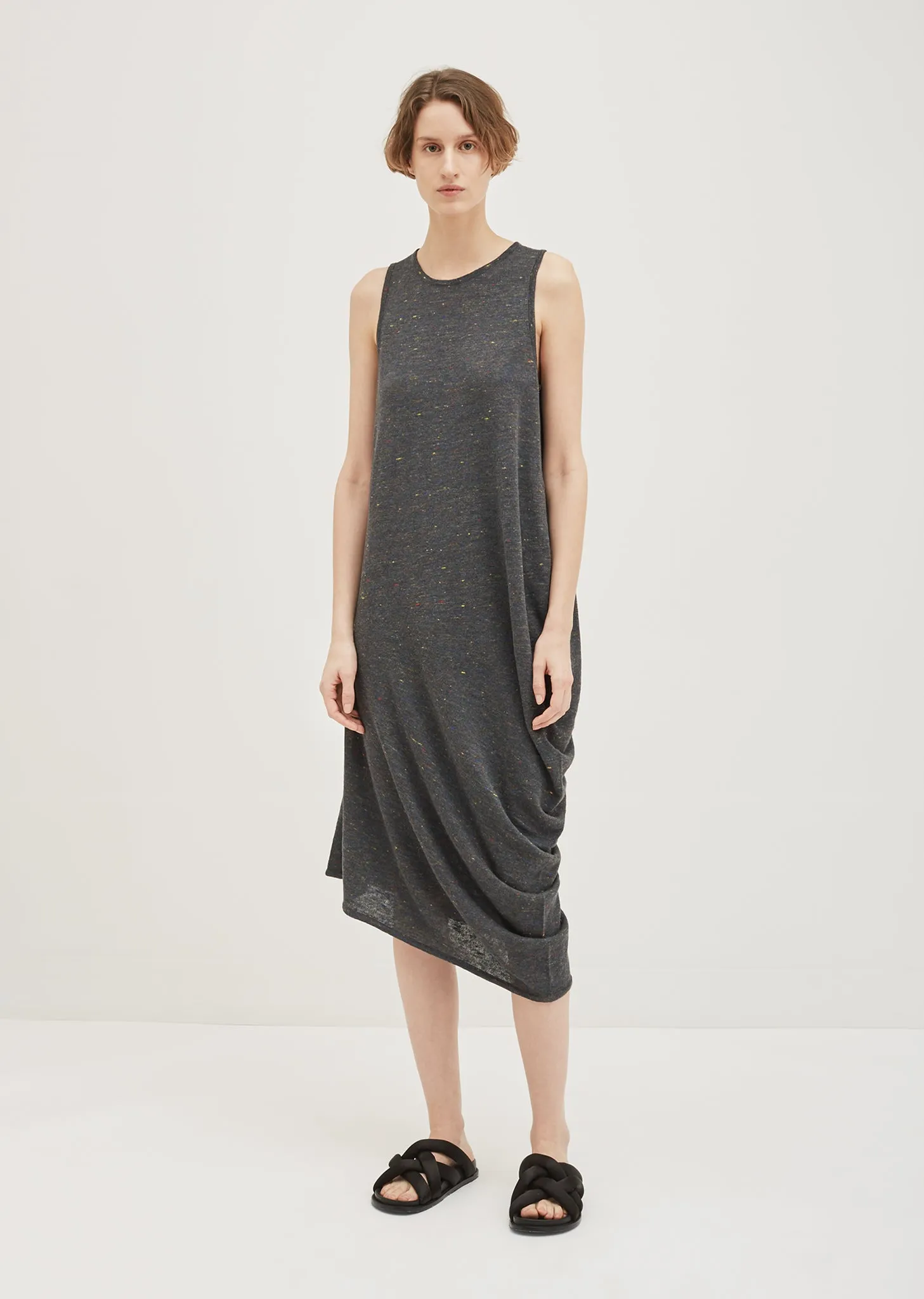 Linen Blend Melange Knit Dress