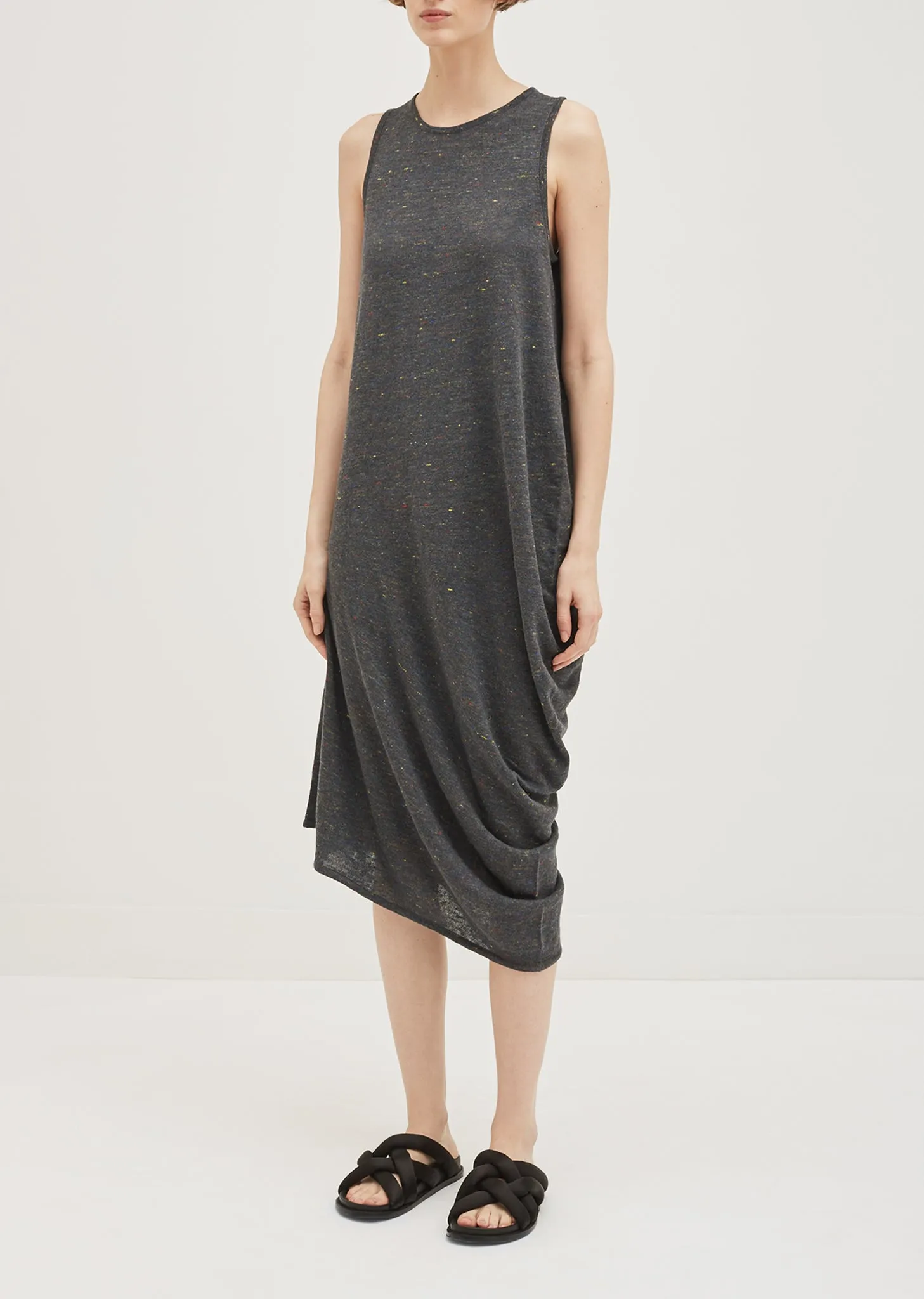 Linen Blend Melange Knit Dress