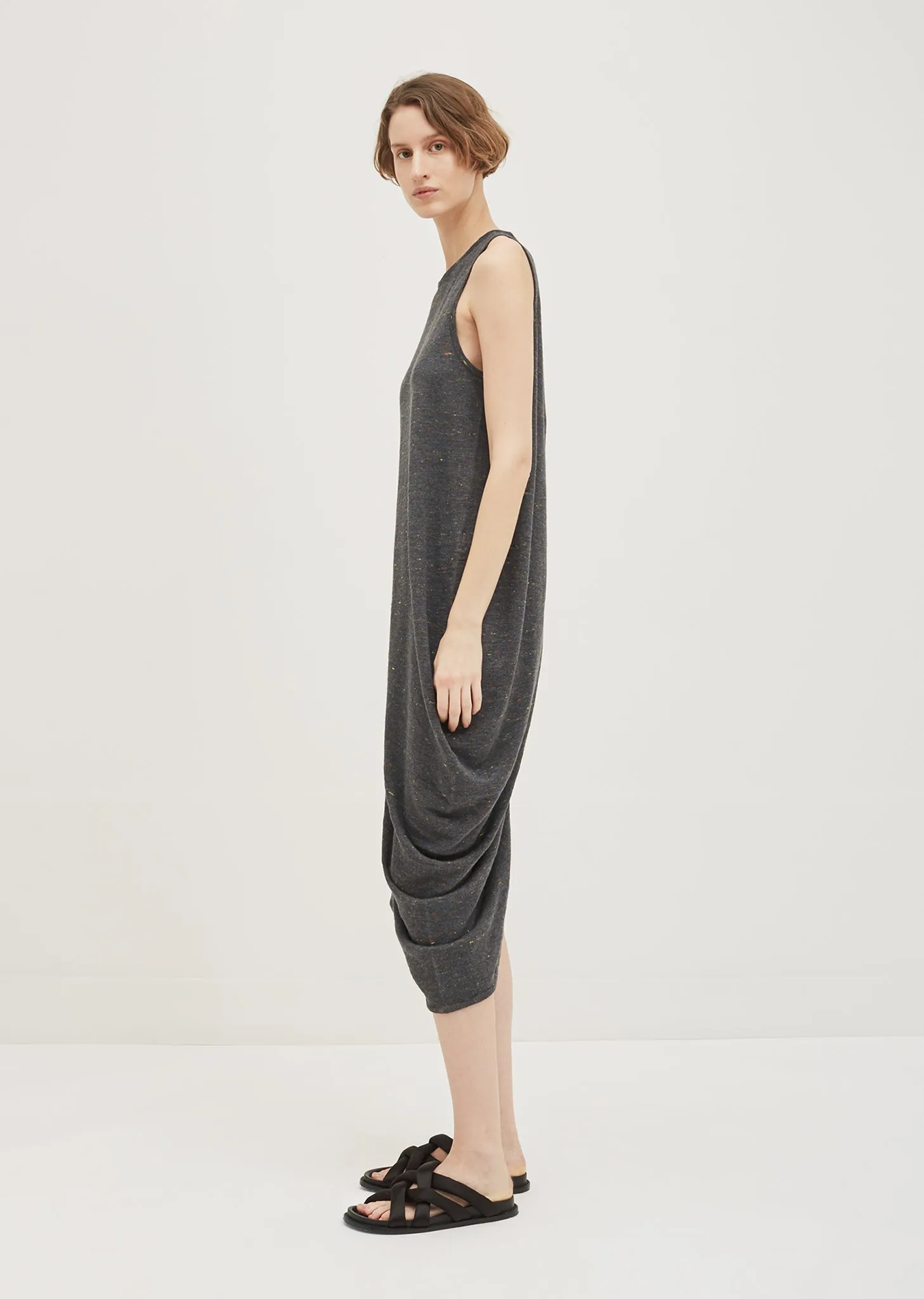 Linen Blend Melange Knit Dress