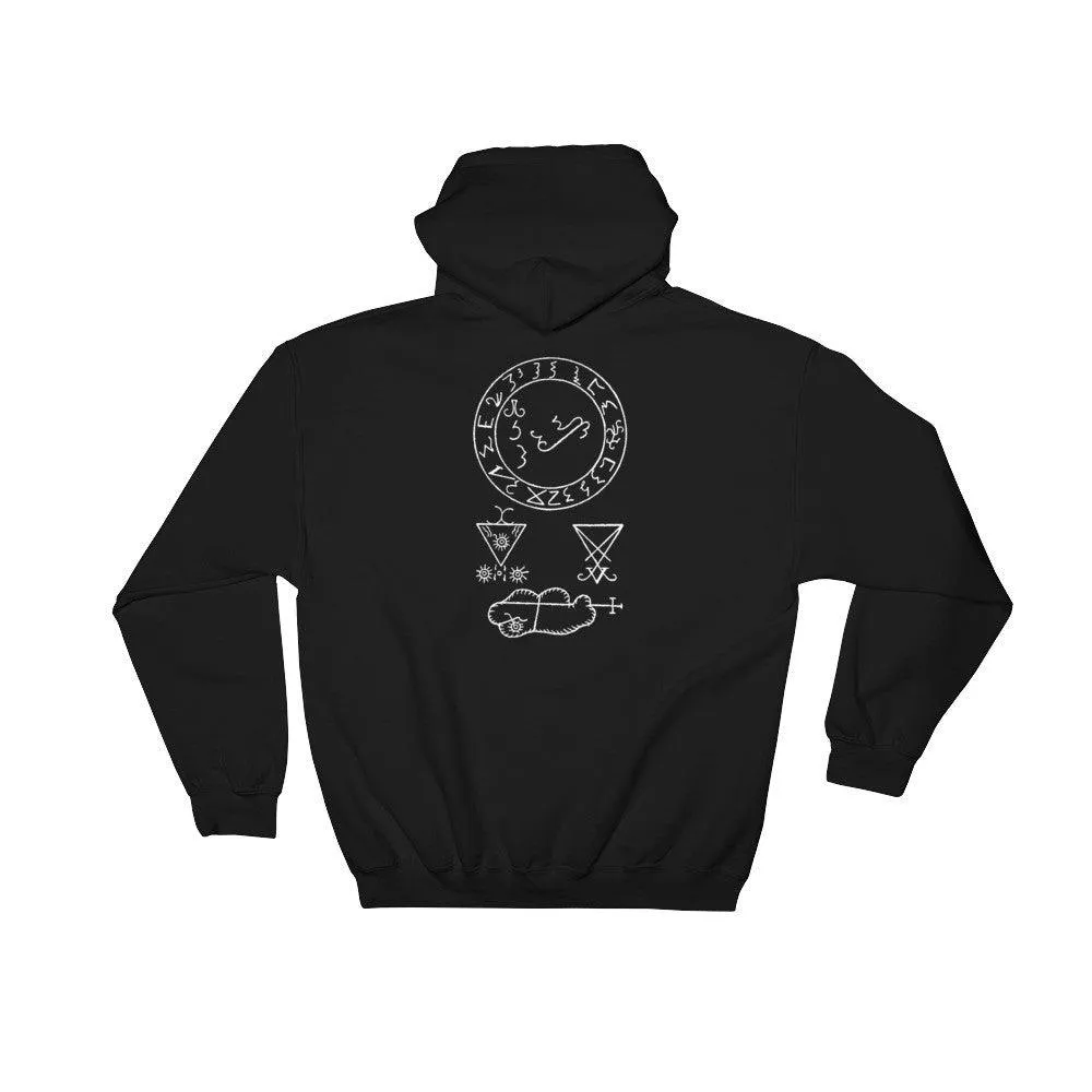 Lucifer Sigil White Front / Back Hooded Printed Sweatshirt