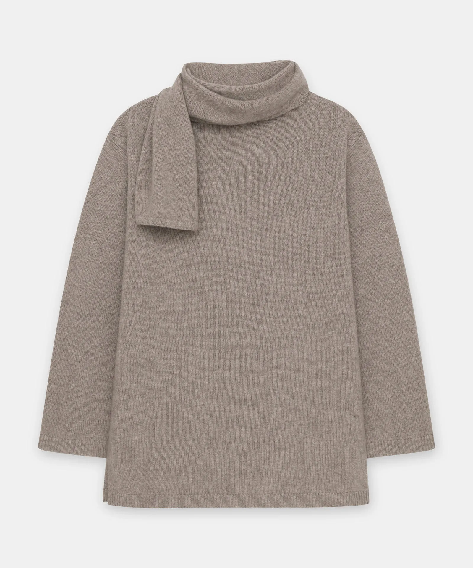 Luxe Cashmere Asymmetrical Turtleneck with Scarf