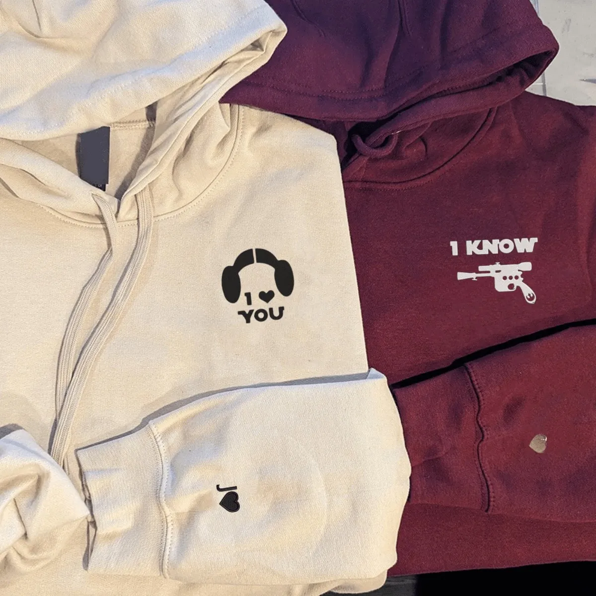 Matching Couple Hoodies - 'I Love You' & 'I Know' Star Wars Inspired Sweatshirts