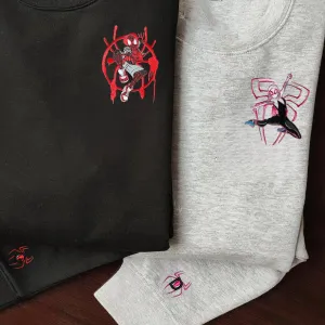 Matching Couple Hoodies - Spider Custom Embroidered Couples Matching Hoodies