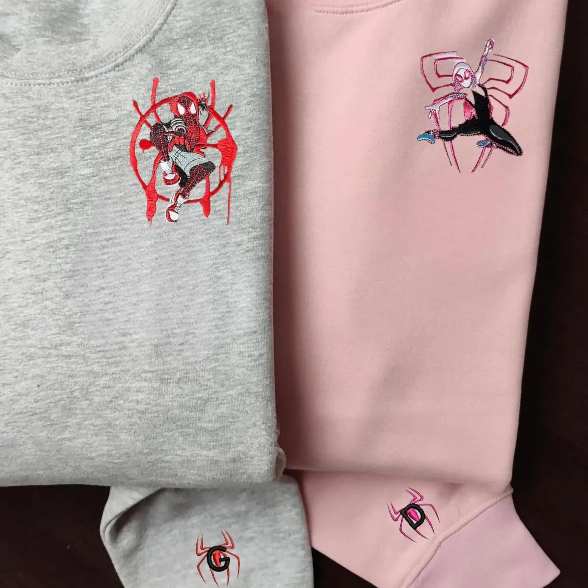 Matching Couple Hoodies - Spider Custom Embroidered Couples Matching Hoodies