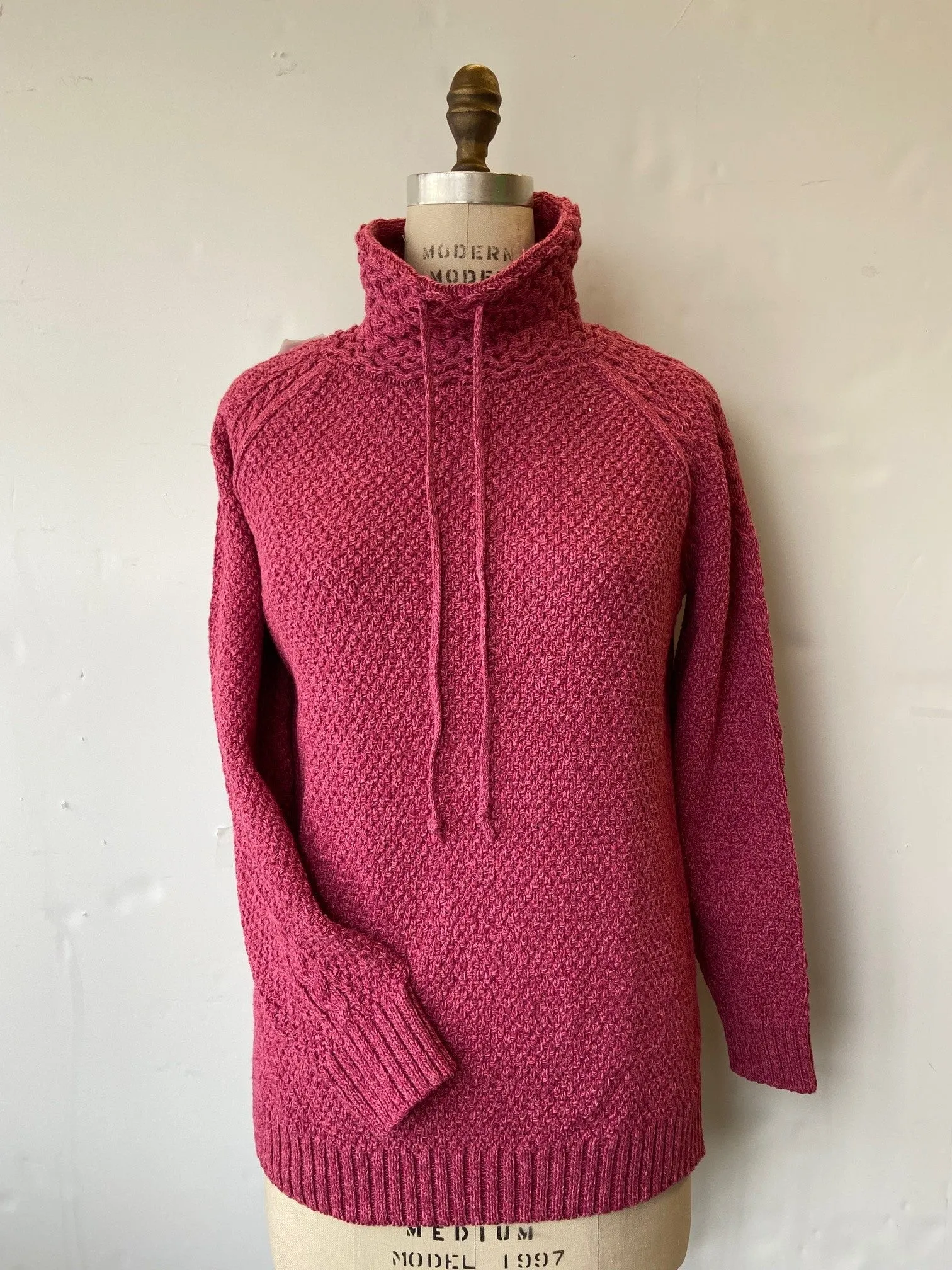 Miller eco cotton high neck/funnel neck drawstring pullover sweater