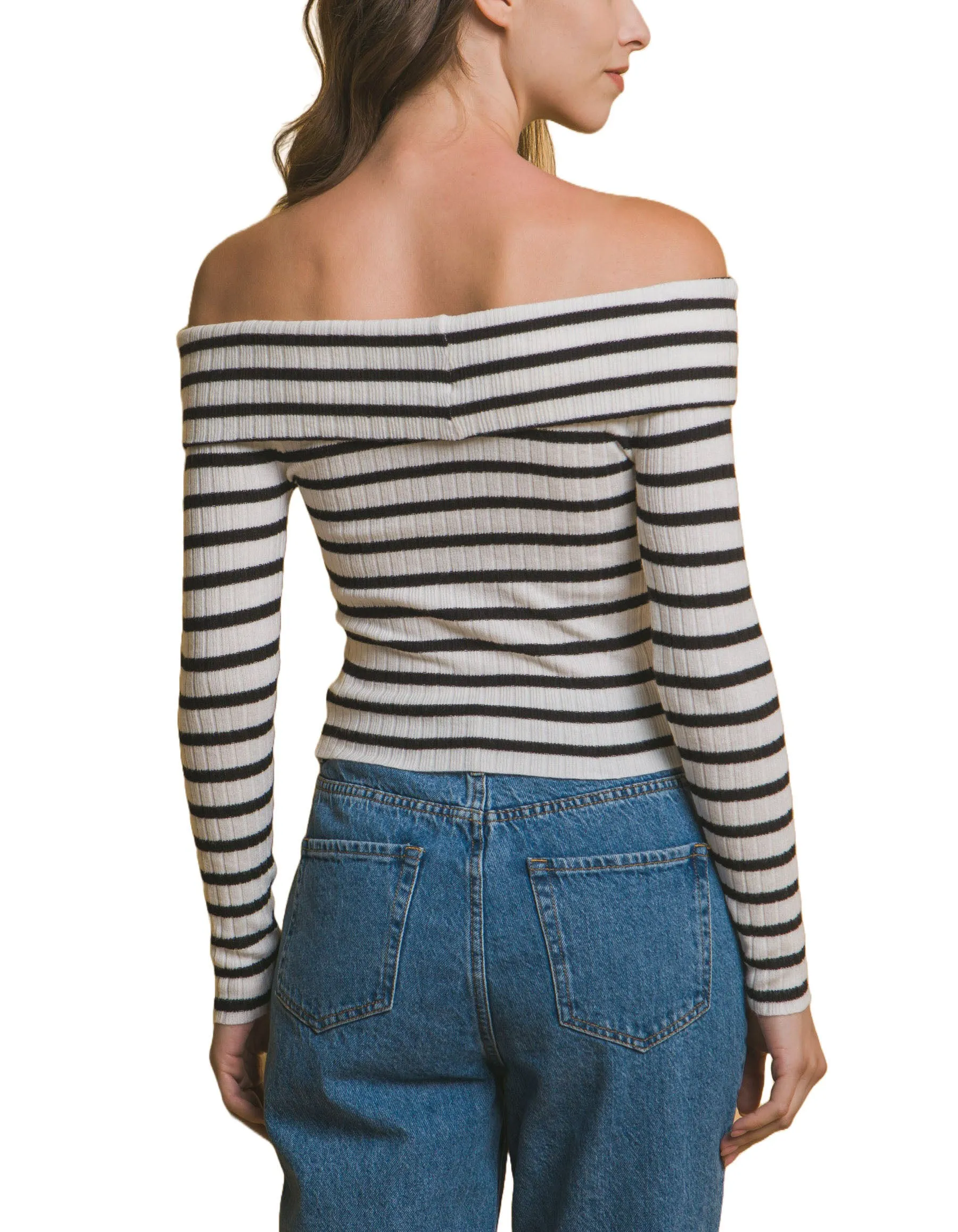 Moonbeam Stripe Bardot Top