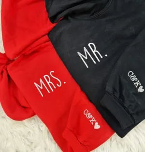 MR. and MRS. Matching Couple Hoodies - Personalized Embroidered Sweatshirts For Couples