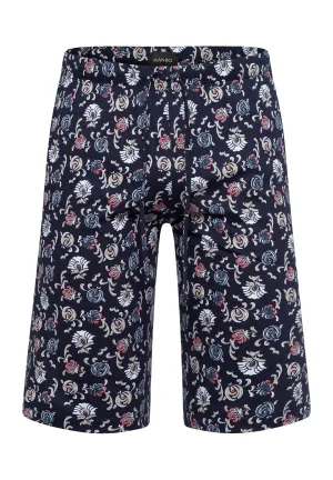 Night And Day Short Knit Pant | Navy Botany Print 75513-1248