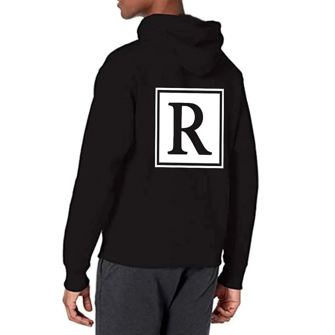 Nutcase Personalised Hoodies for Men Black Sweatshirt-Box Initial