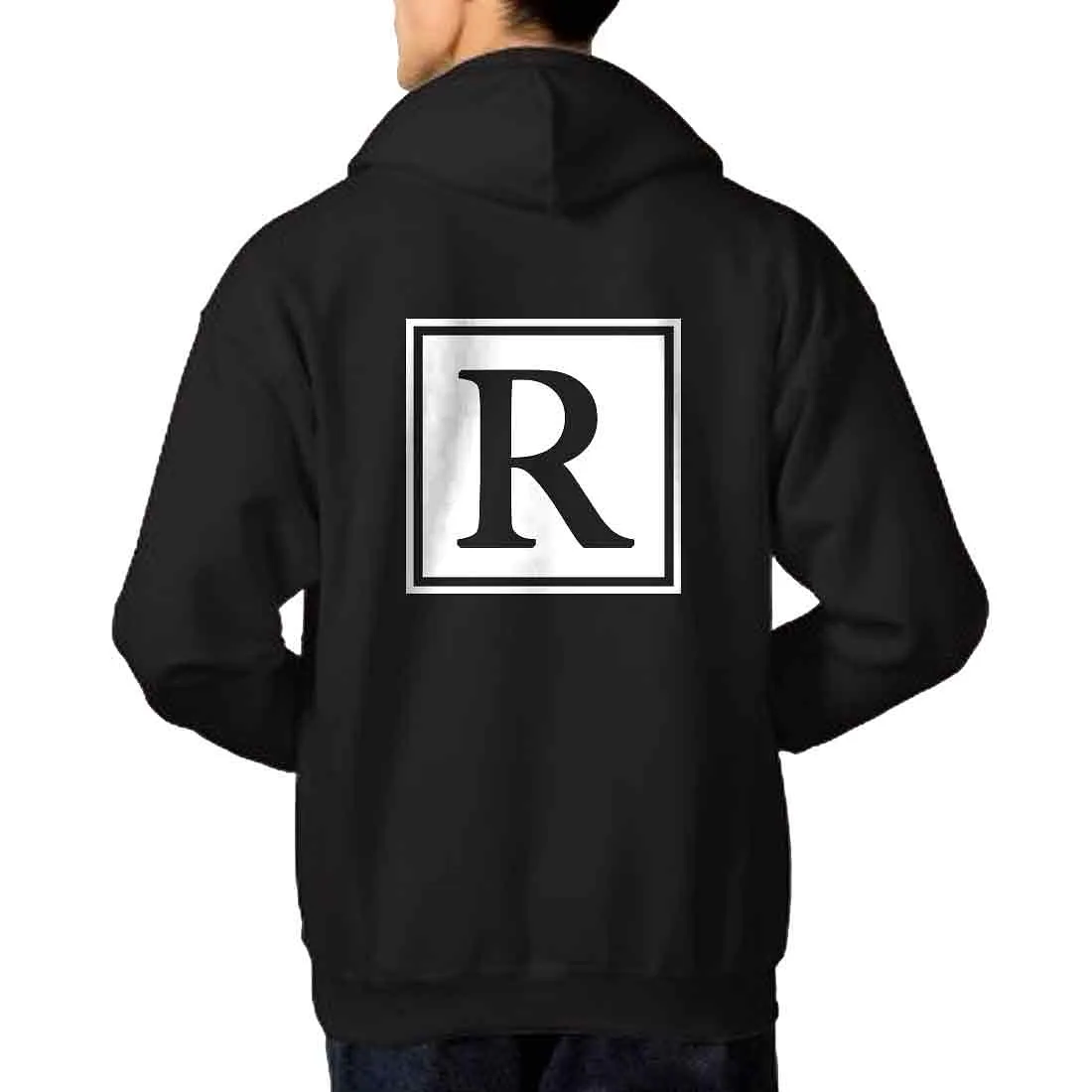 Nutcase Personalised Hoodies for Men Black Sweatshirt-Box Initial