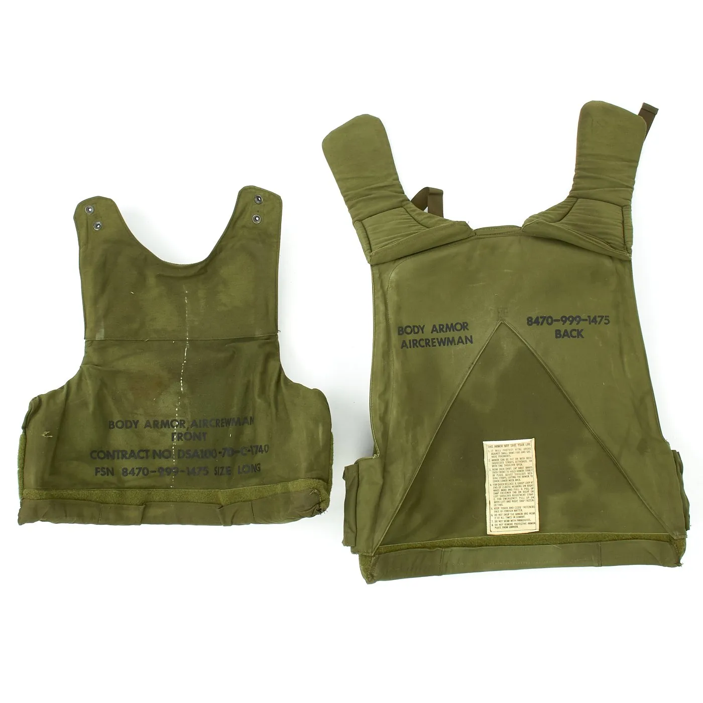 Original U.S. Vietnam War Helicopter Air Crew Ballistic Armored Vest