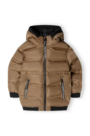 Padded Jacket With Hood And Two Way Zip Brown *In store now*