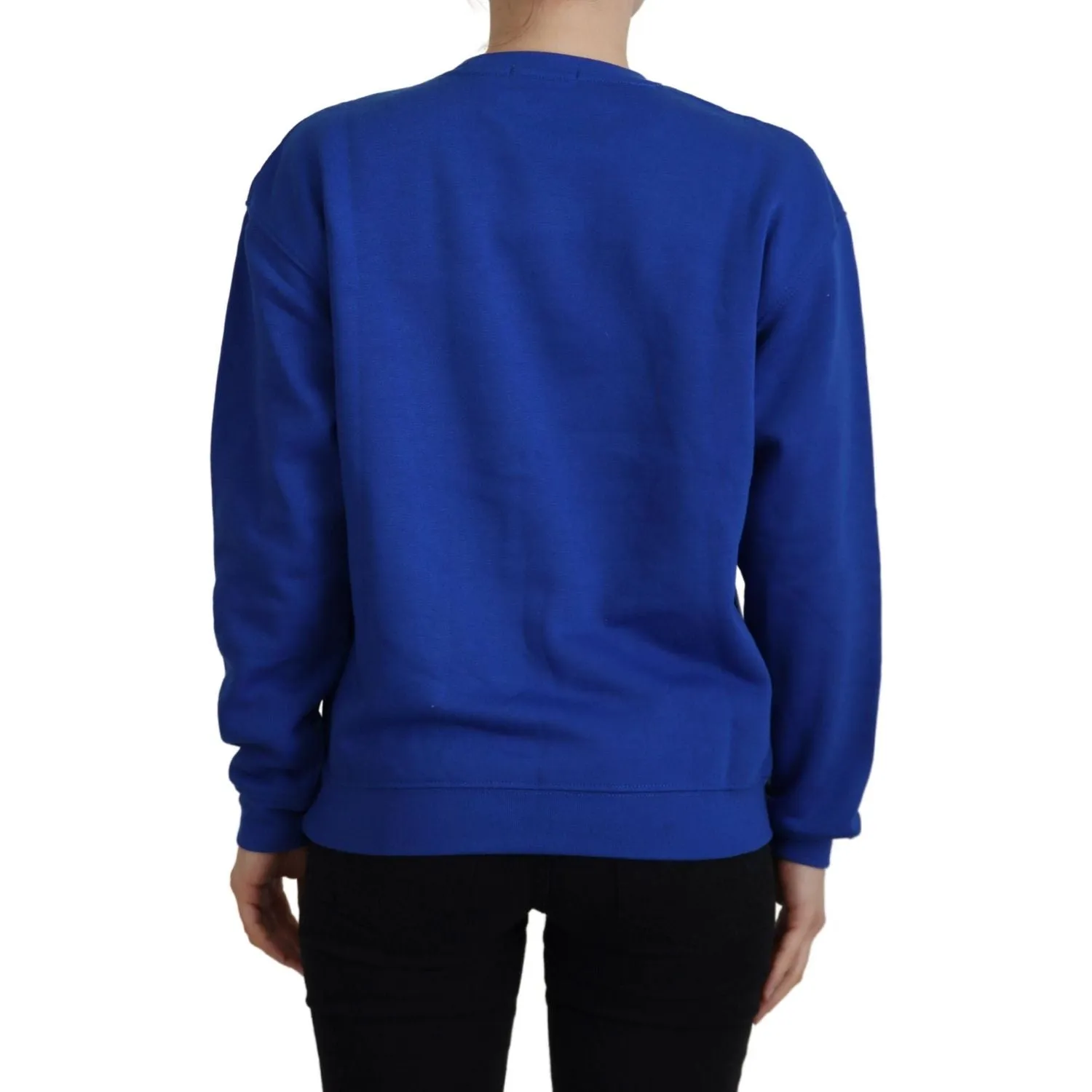 Philippe Model Chic Blue Printed Long Sleeve Pullover Sweater