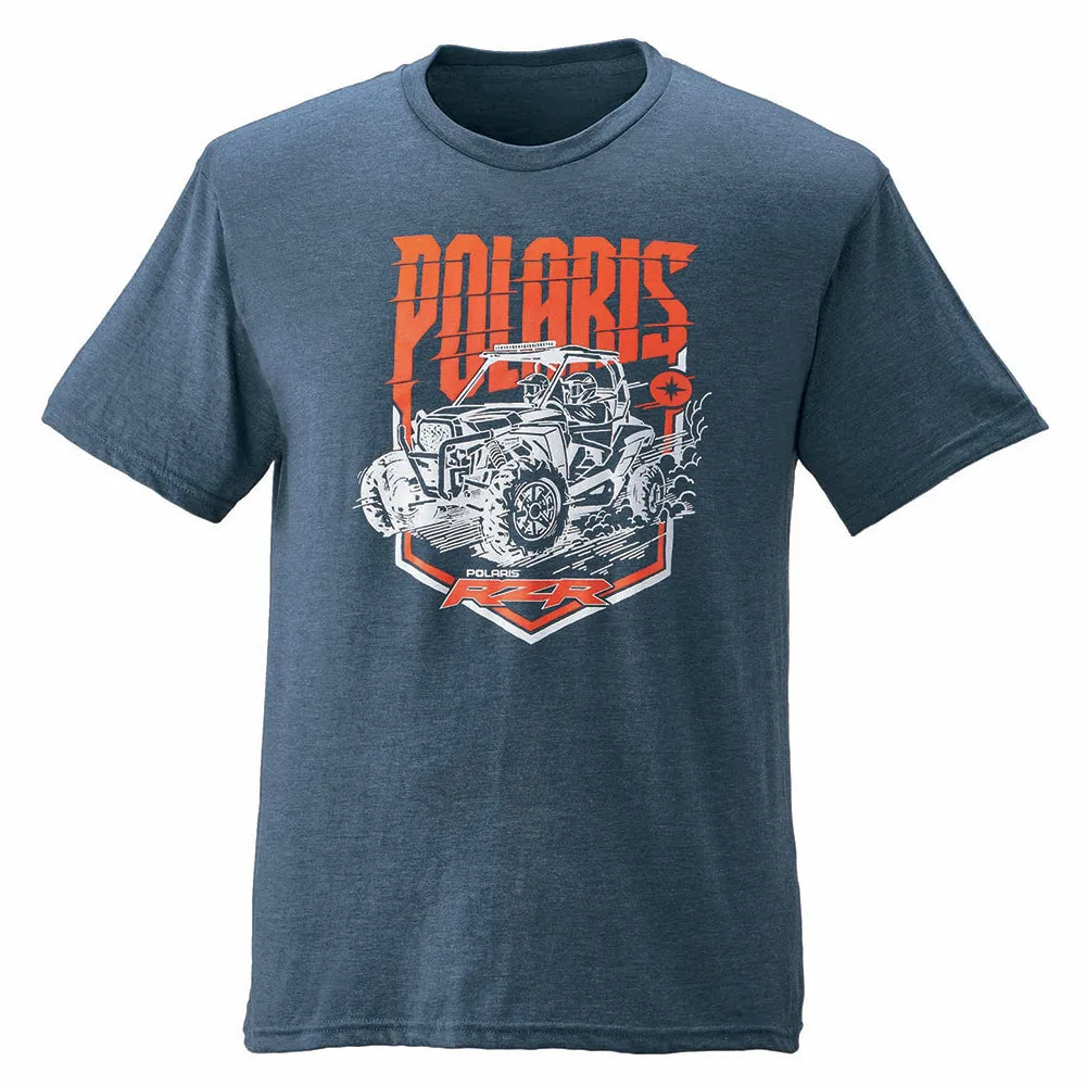 Polaris  Navy OEM Mens Navy Blue Heather Soft Blend RZR Edge Short Sleeve Tee