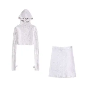 Pre Order:  Hooded Sweater Mini Skirt Set