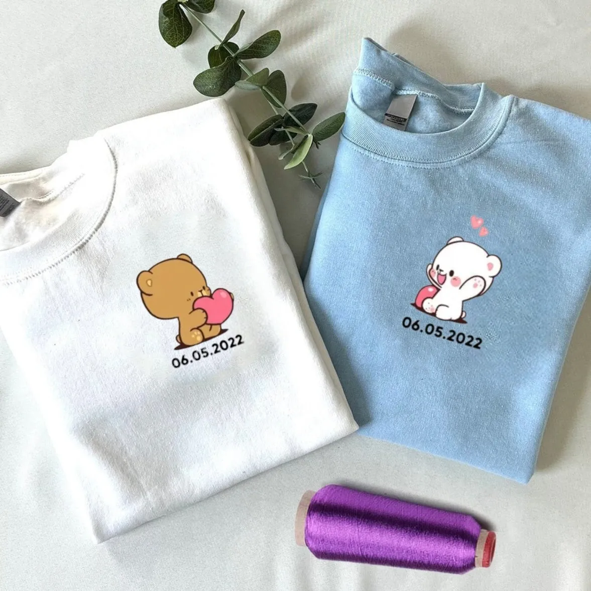 "Custom date Bear couple" Matching Hoodies - Personalized Matching Hoodies For Couples