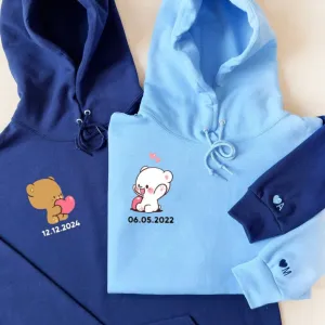 "Custom date Bear couple" Matching Hoodies - Personalized Matching Hoodies For Couples