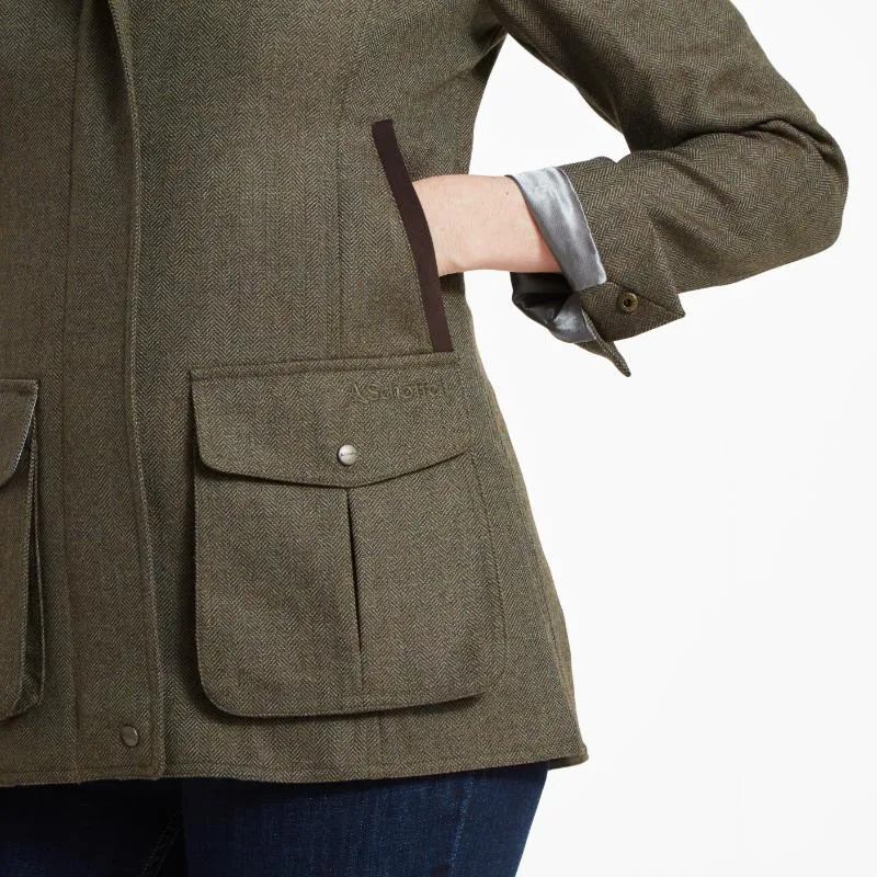 Schoffel Ladies Lilymere Tweed Jacket - Loden Green Herringbone Tweed