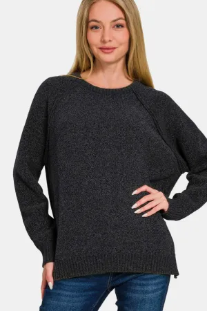 Side Slit Raglan Sleeve Sweater