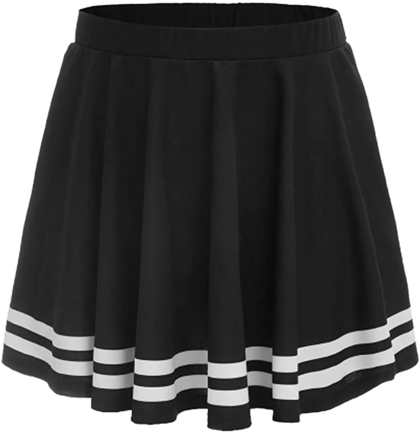 SOLY HUX Women's Plus Size Elastic Waist Flared Casual Mini Skater Skirt