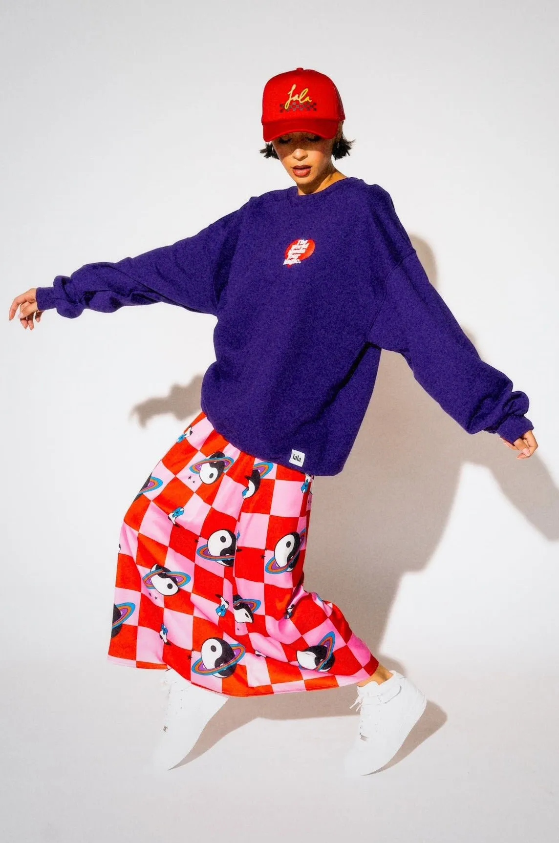 The World Needs Your Magic Heart Puff Print Pullover in Grape Soda